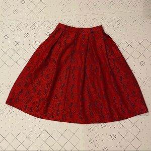 Red Lace A-Line Skirt